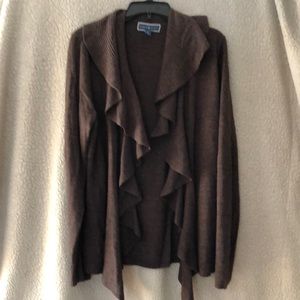 Ruffled front open cardigan